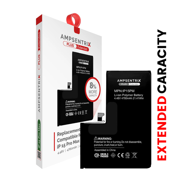 Batería de repuesto para iPhone 15 Pro Max (AmpSentrix Plus Extended)