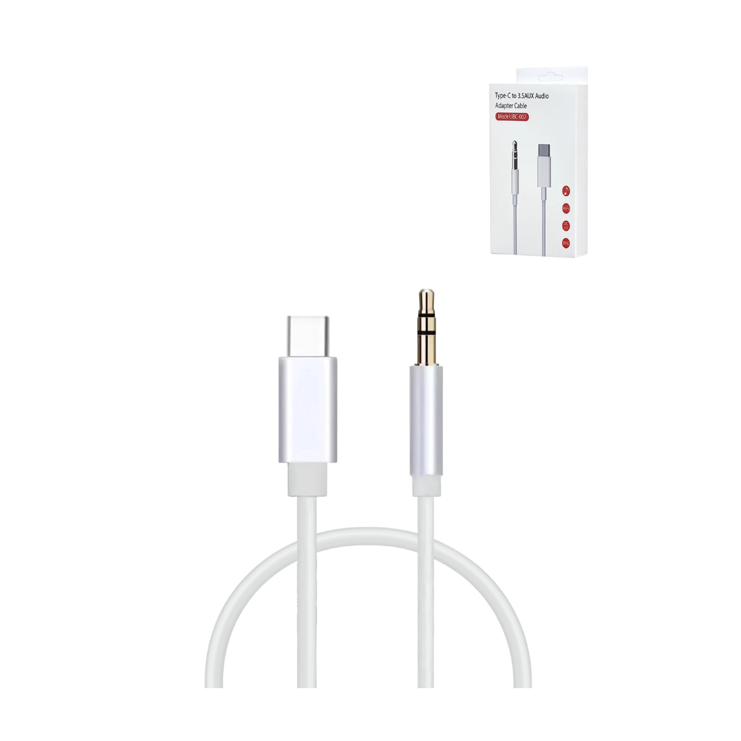 Cable USB C-AUX con conector para auriculares (BLANCO) (90 cm)
