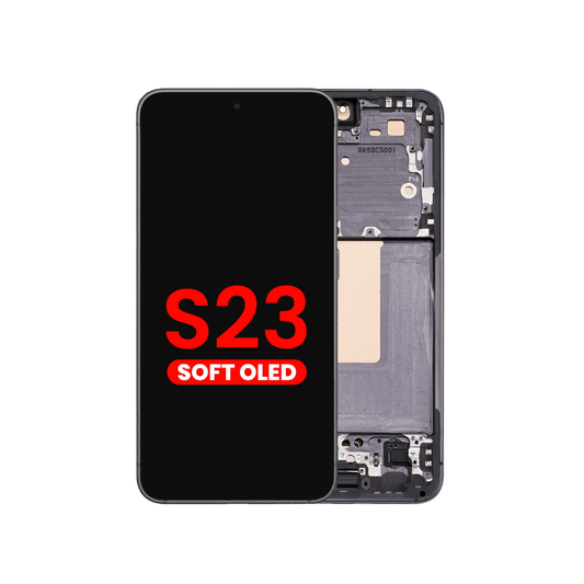 OLED Assembly with Frame for Galaxy S23 (S911) (PHANTOM BLACK) (Aftermarket OLED)
