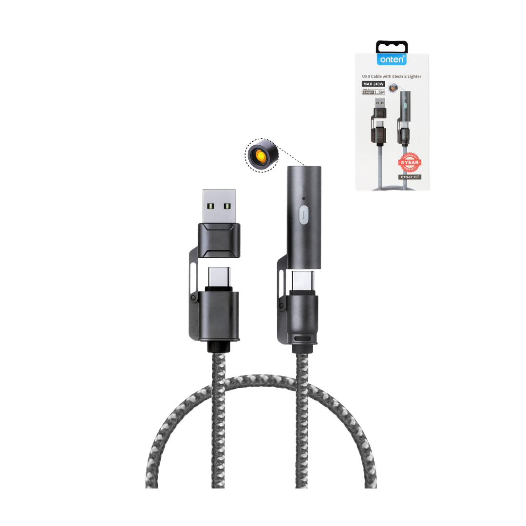 Onten 4in1 USB A+C to C+ Electric Lighter Charging Cable (5ft) (240W)