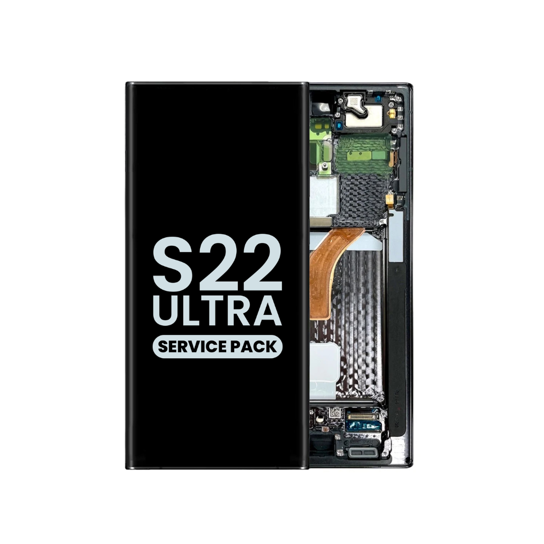 OLED Assembly with Frame for Galaxy S22 Ultra S908 (PHANTOM BLACK) (Service Pack)