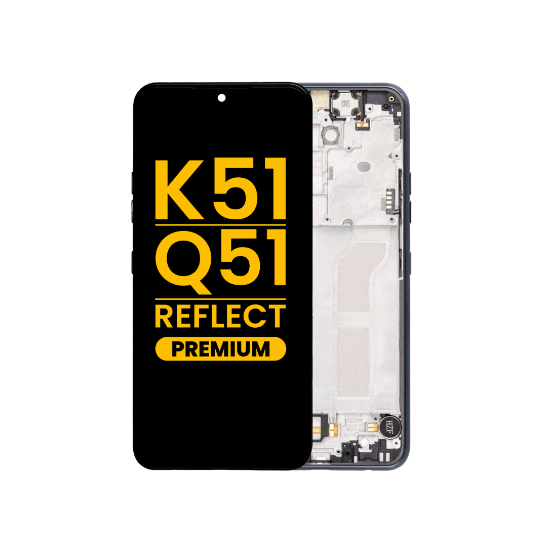 Pantalla LCD con marco para LG K51 / Q51 / Reflect (NEGRO) (Premium)