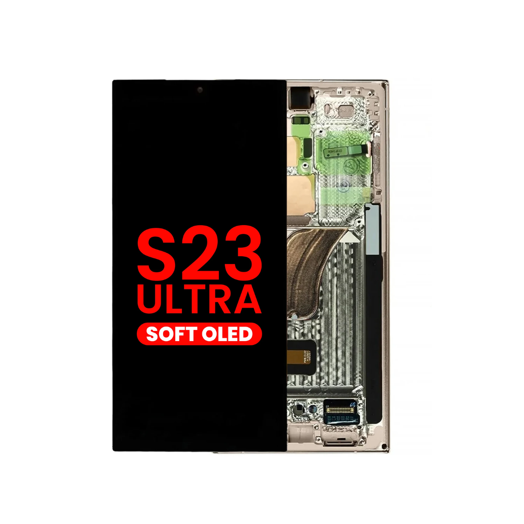 Ensamblaje de OLED con marco para Galaxy S23 Ultra (S918) (CREMA) (OLED de repuesto)