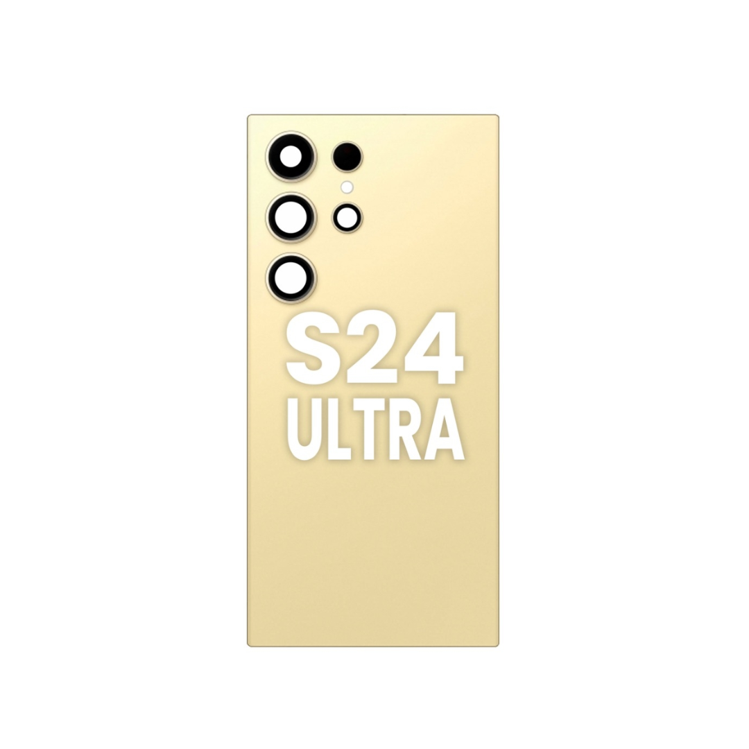 Cristal trasero con lente de cámara y adhesivo para Galaxy S24 Ultra (Amarillo titanio)