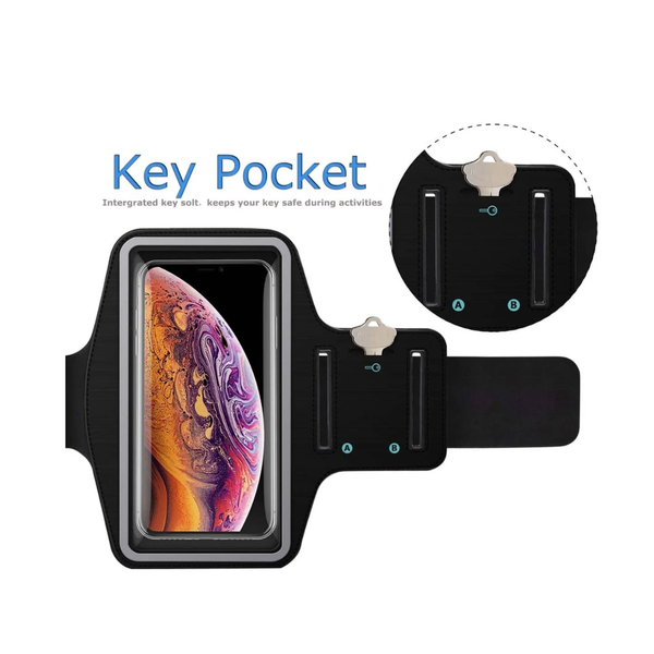 ROMIX Water Resistant Sports Armband with Key Holder for 5.5 Inch Smartphones (BLACK)