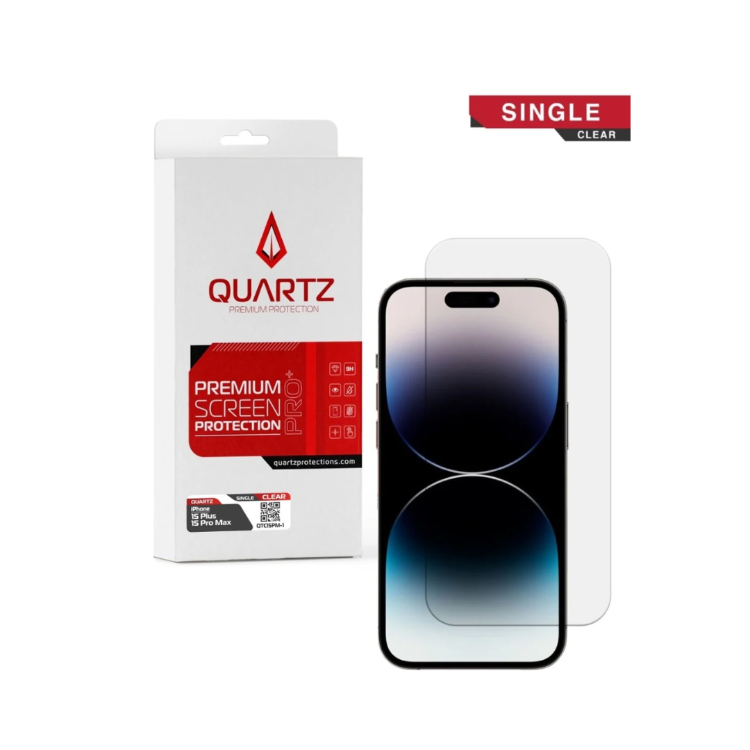 QUARTZ Clear Tempered Glass for iPhone 15 Plus / 15 Pro Max (Single Pack)