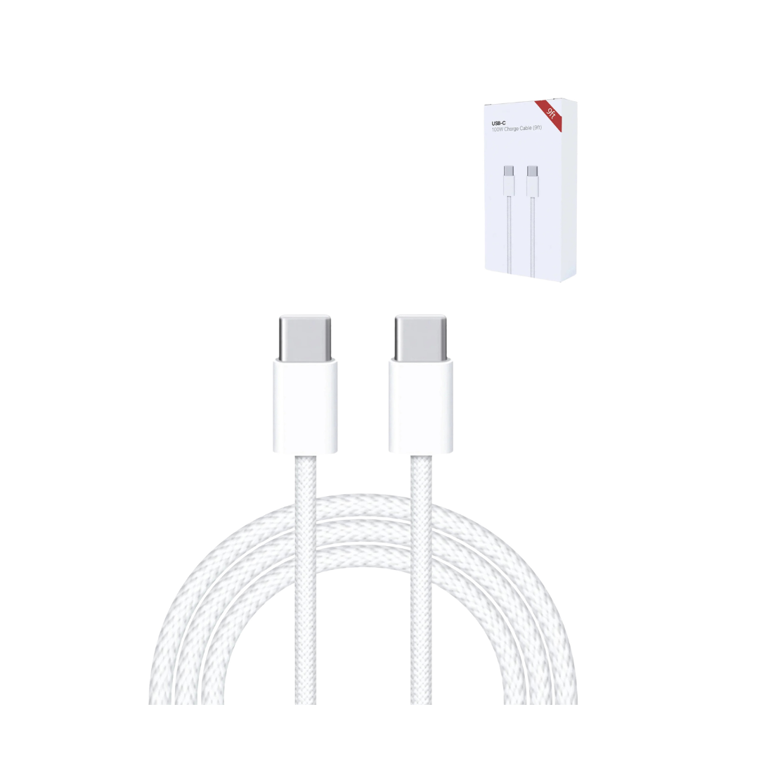USB C-C Fast Charging Cable for iPhone 16 / 15 and iPads Series (9ft) (100W)