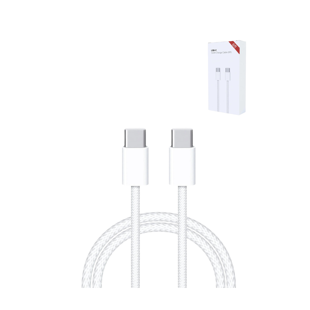 USB C-C Fast Charging Cable for iPhone 16 / 15 and iPads Series (6ft) (100W)