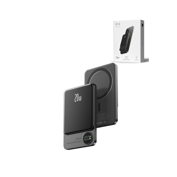 Banco de energía inalámbrico magnético con pantalla LED (GRIS) (10000 mAh)