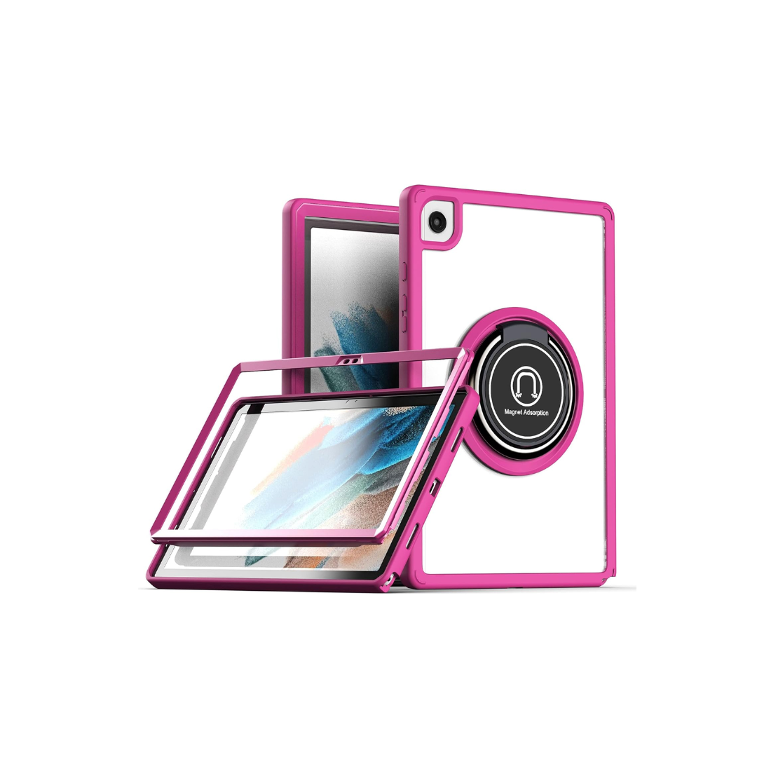 Hard PC Rear / Soft TPU Colorful Border Case with I-ring Holder - PINK for Galaxy Tab A8 10.5