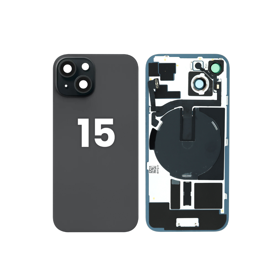 Back Glass with Wireless NFC and MagSafe Magnet for iPhone 15  (NO LOGO) (BLACK)