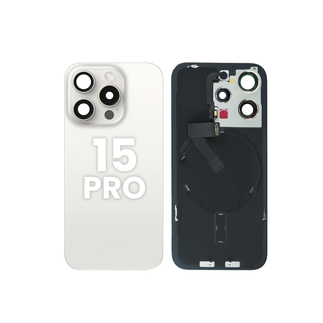 Back Glass with Wireless NFC and MagSafe Magnet for iPhone 15 Pro  (NO LOGO) (WHITE TITANIUM)