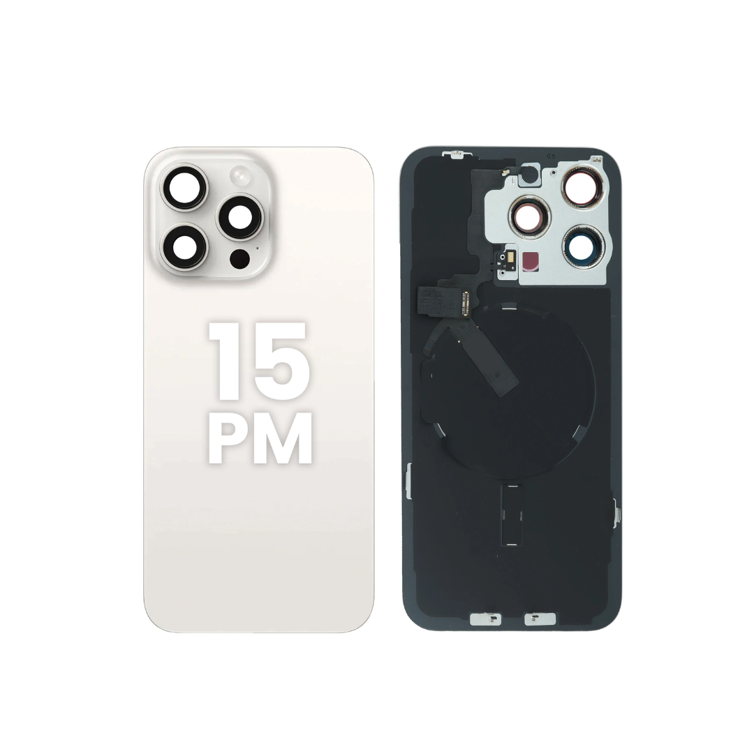 Back Glass with Wireless NFC and MagSafe Magnet for iPhone 15 Pro Max (NO LOGO) (WHITE TITANIUM)