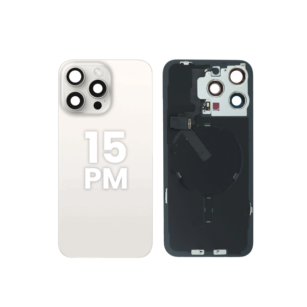 Back Glass with Wireless NFC and MagSafe Magnet for iPhone 15 Pro Max (NO LOGO) (WHITE TITANIUM)