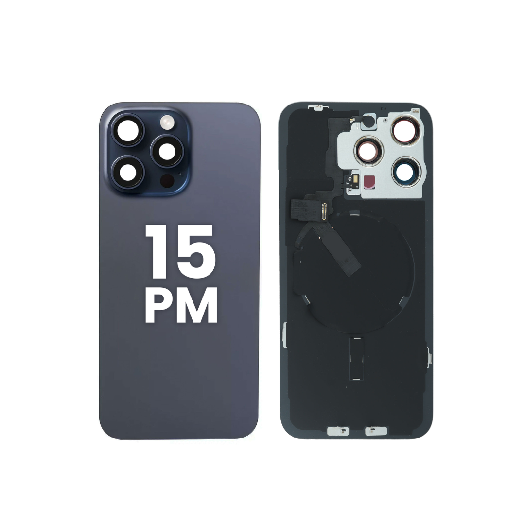 Back Glass with Wireless NFC and MagSafe Magnet for iPhone 15 Pro Max  (NO LOGO) (BLUE TITANIUM)