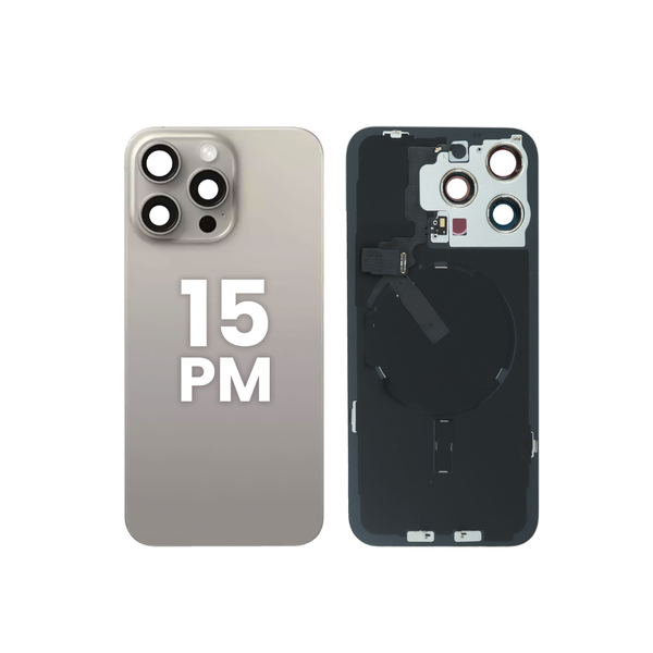 Back Glass with Wireless NFC and MagSafe Magnet for iPhone 15 Pro Max  (NO LOGO) (NATURAL TITANIUM)