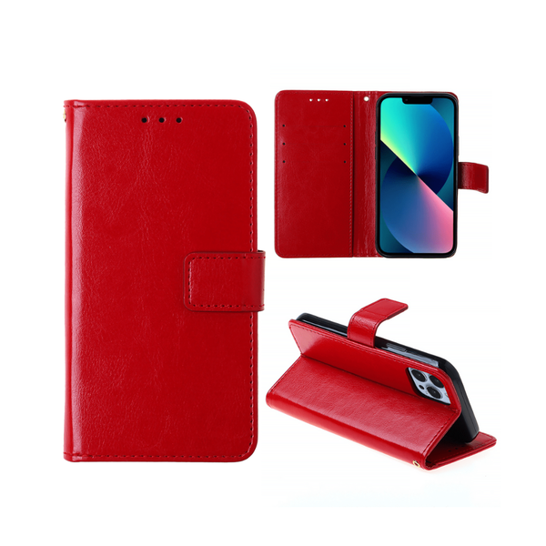 Mini Leather Wallet Case with Card Slot - RED for iPhone 8 / 7