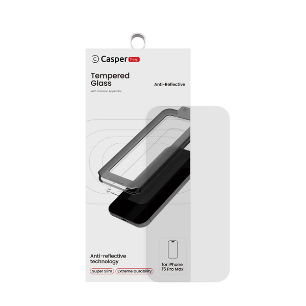 Casper Snap Tempered Glass Compatible For iPhone 15 Pro Max (Retail Pack) (AR Clear)