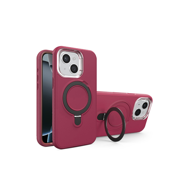 Support Heavy Duty Case with Wireless Charging Kickstand - MAROON for iPhone 13 / 14