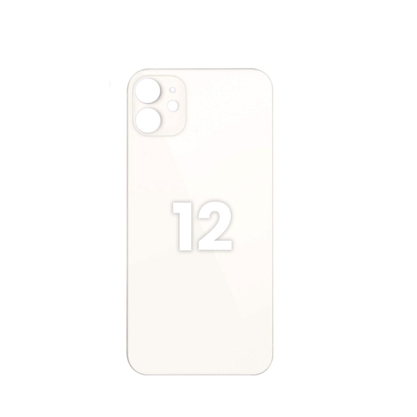 Back Glass with Bigger Camera Hole for iPhone 12  (NO LOGO) (WHITE)