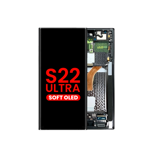 Samsung Galaxy S22 Ultra S908 OLED Assembly w/Frame (PHANTOM BLACK) (Aftermarket)