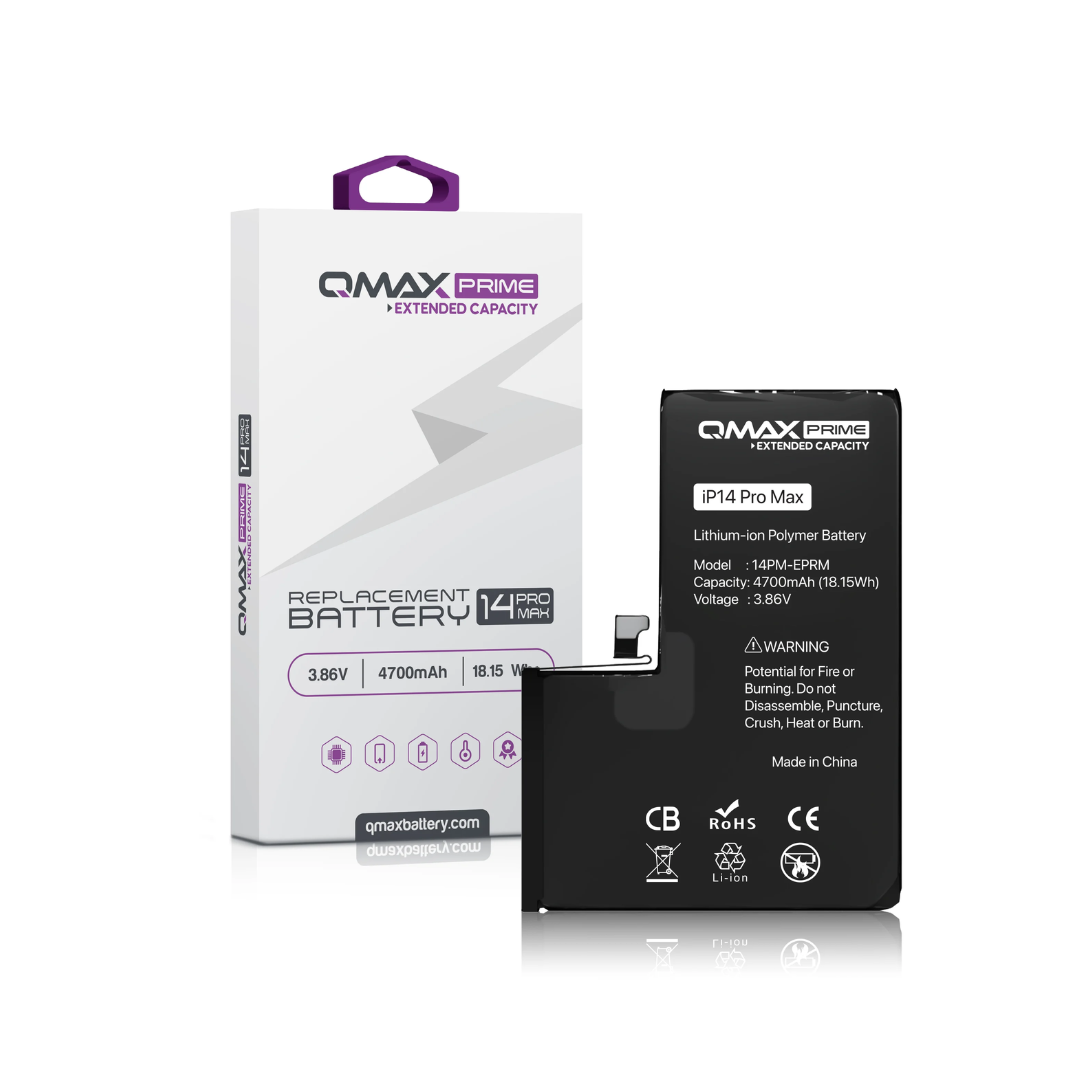 QMAX Prime Extended Capacity Replacement Battery for iPhone 14 Pro Max (Spot Weld NOT Required) (4700 mAh)