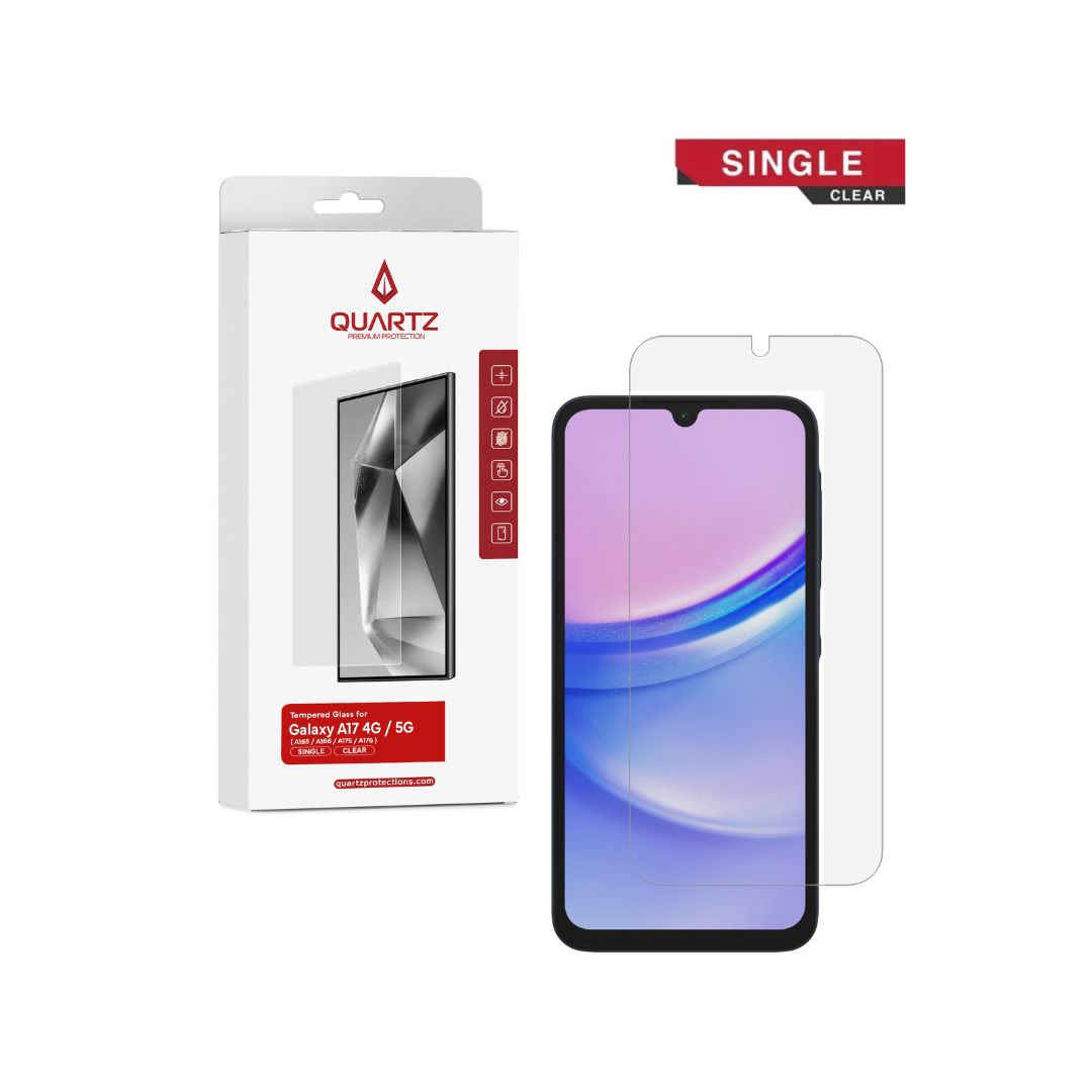 QUARTZ Clear Tempered Glass for Galaxy A16 4G (A165 / 2024) / A16 5G (A166 / 2024) / A26 (A266 / 2025) / A17 4G (A175 / 2025) / A17 5G (A176 / 2025) (Single Pack)