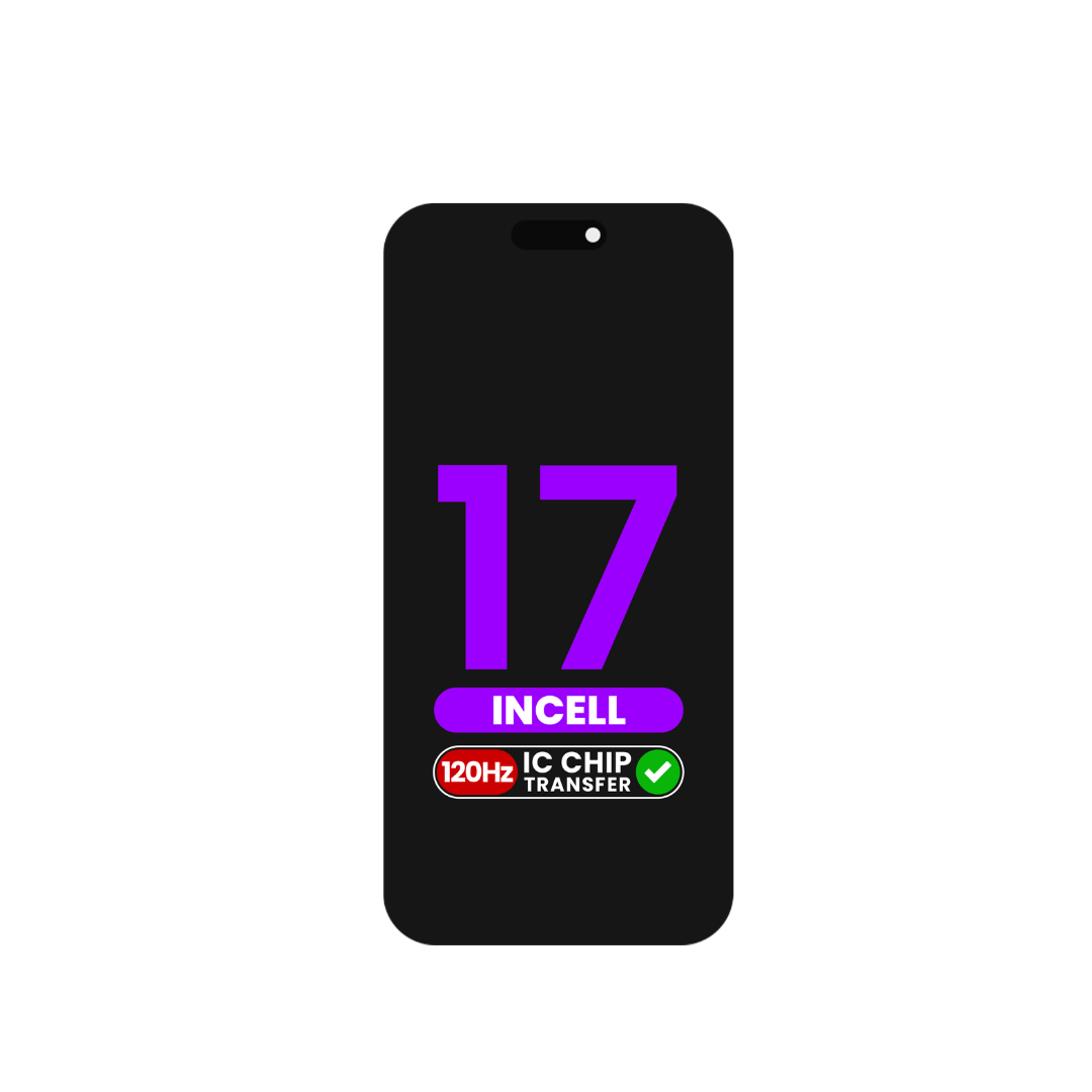 Ensamblaje LCD para iPhone 17 (Incell no original / QV7 / 120 HZ) (elegible para transferencia de CI)