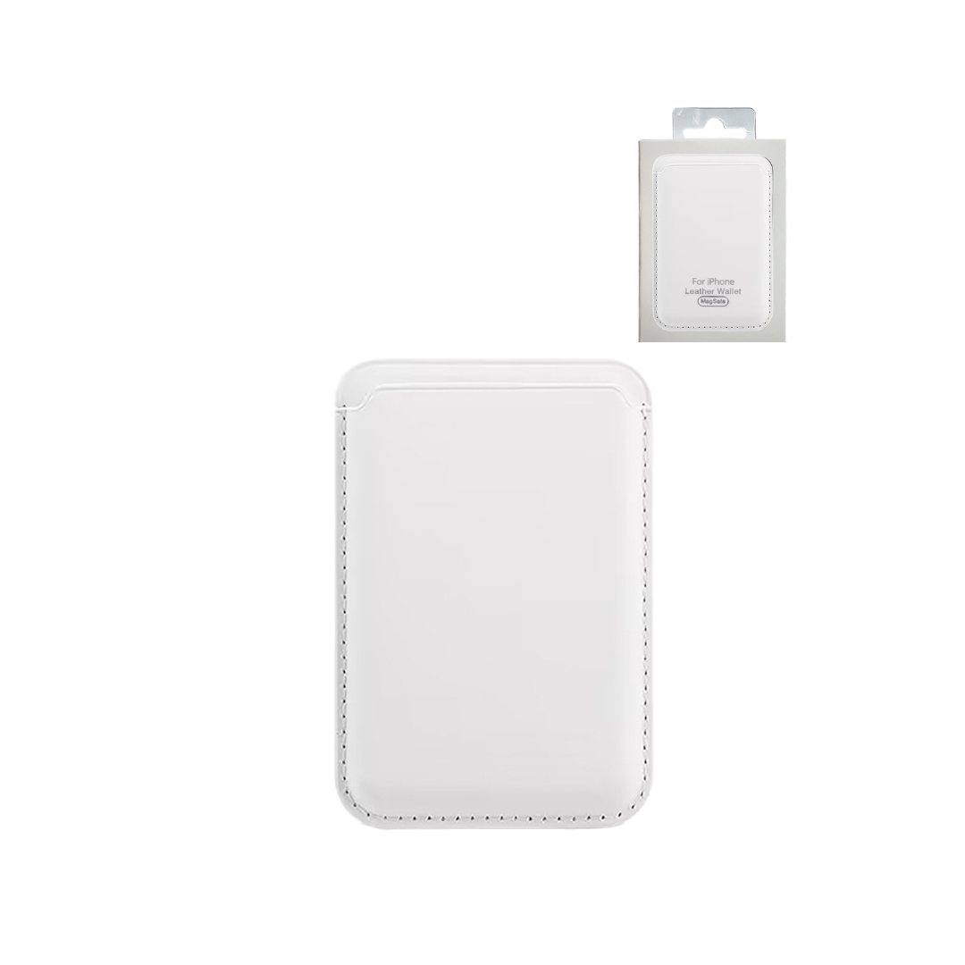 Leather Magnetic Card Wallet Holder - WHITE