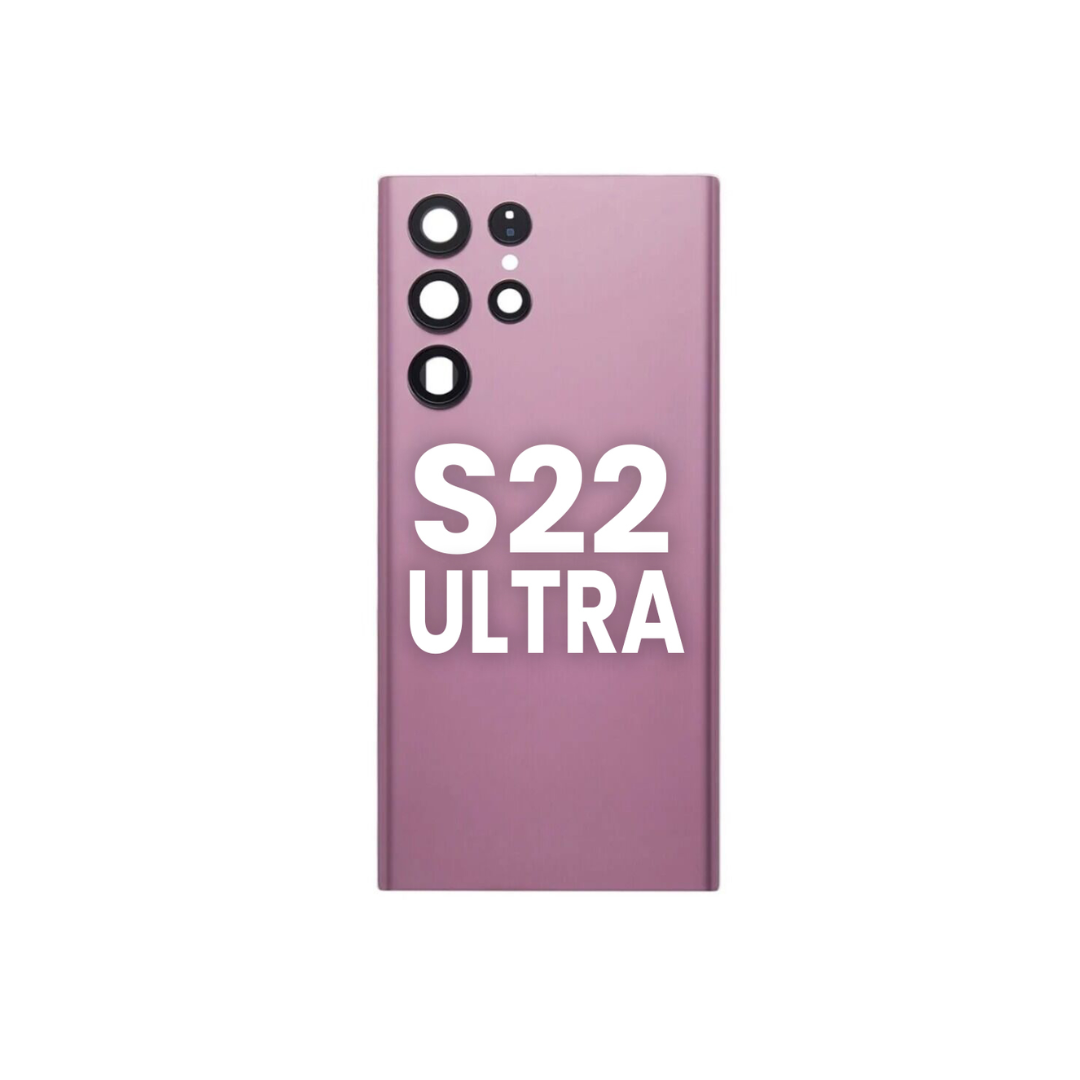 Cubierta Trasera con Lente de Cámara y Adhesivo para Galaxy S22 Ultra (BURDEOS)