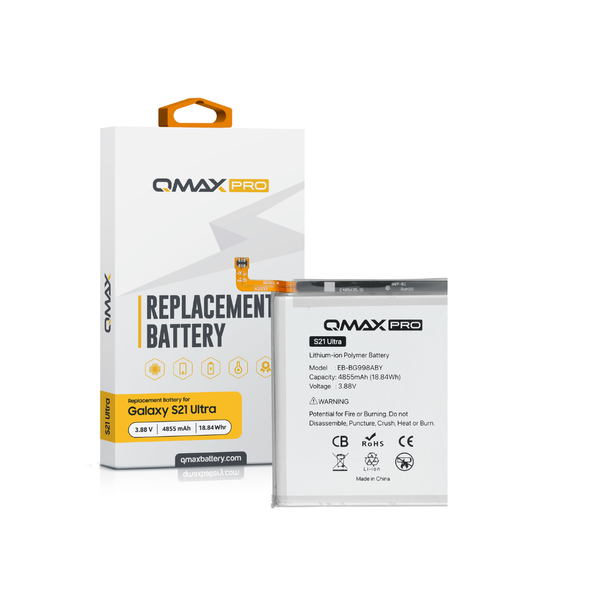 QMAX Pro Replacement Battery for Galaxy S21 Ultra (4855 mAh) (EB-BG998ABY)