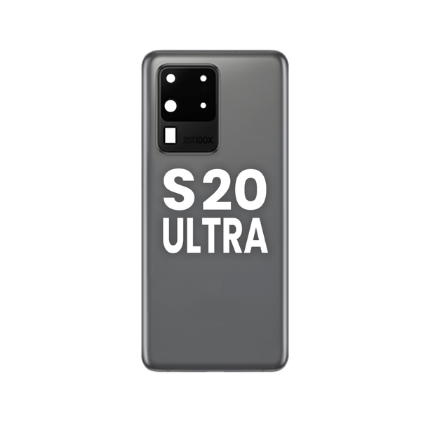 Tapa trasera con lente de cámara y adhesivo para Galaxy S20 Ultra (GRIS CÓSMICO)