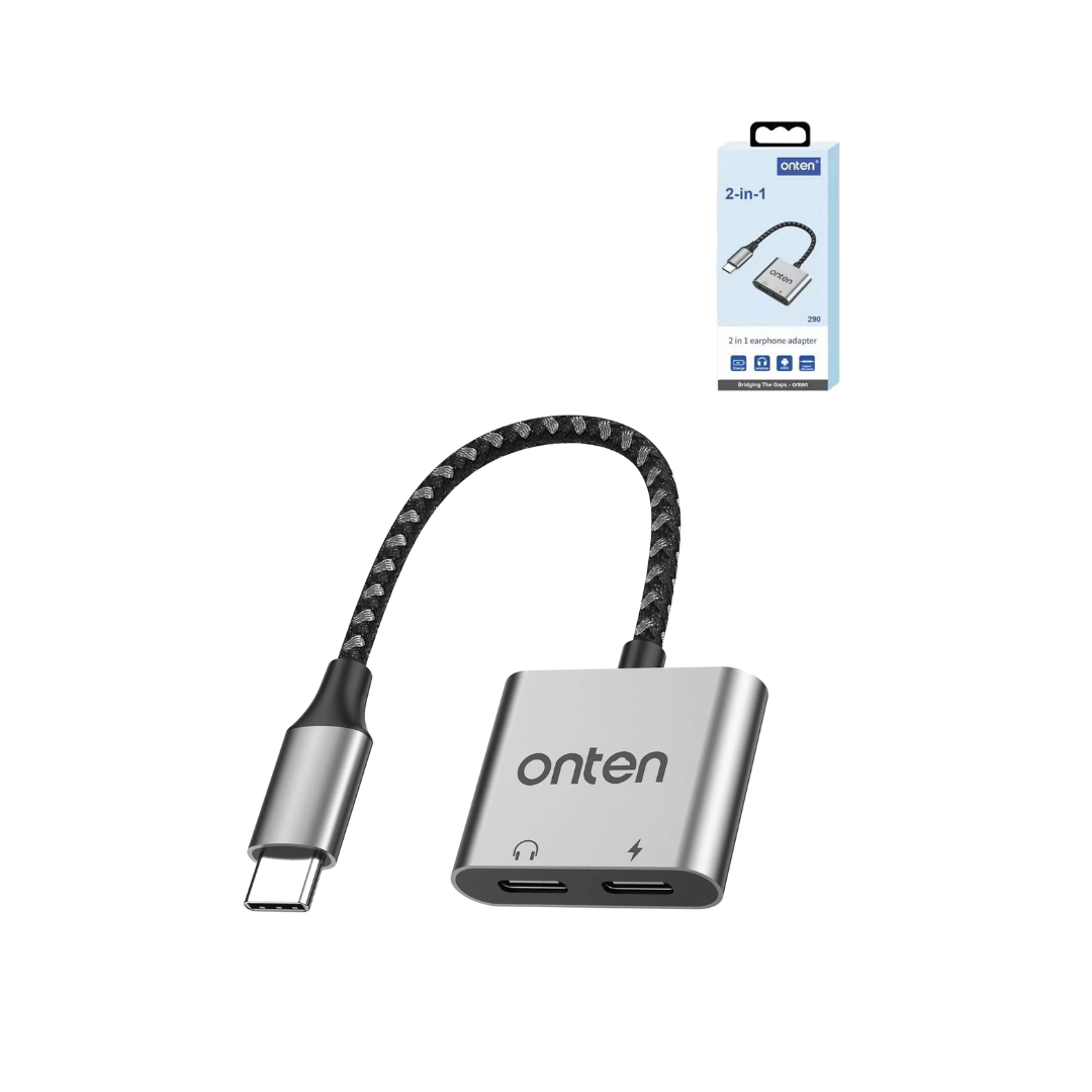 Onten 2in1 USB C to AUX + Charging Converter (with Chip)