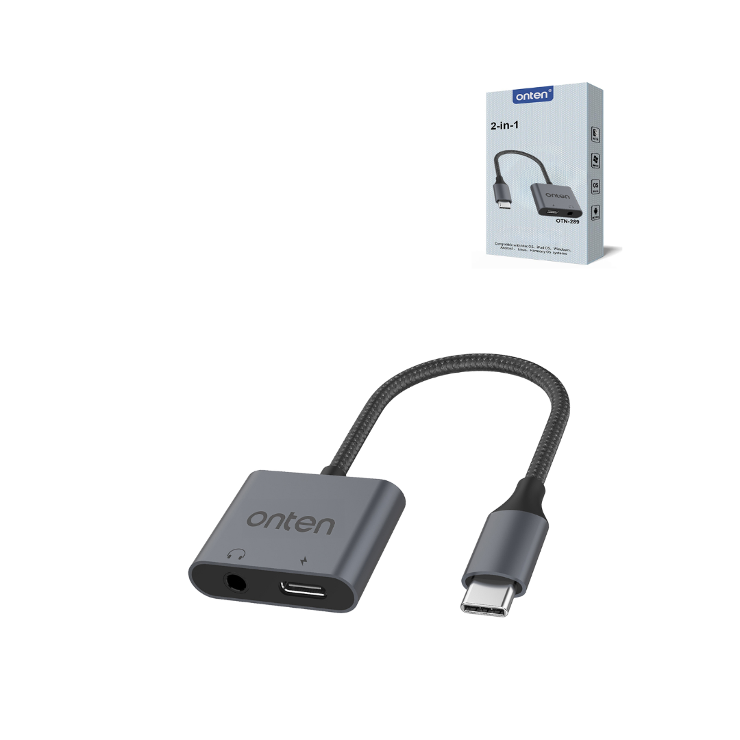 Onten 2in1 USB C to AUX + Charging Converter (with Chip)