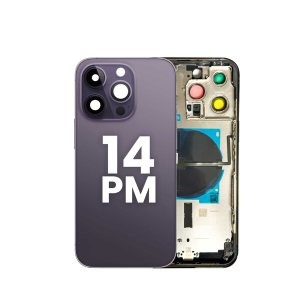 Back Housing Frame with Small Components Pre-Installed for iPhone 14 Pro Max (NO LOGO) (US Version) (DEEP PURPLE)
