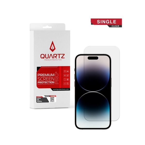 QUARTZ Clear Tempered Glass for iPhone 15 /15 Pro (Single Pack)