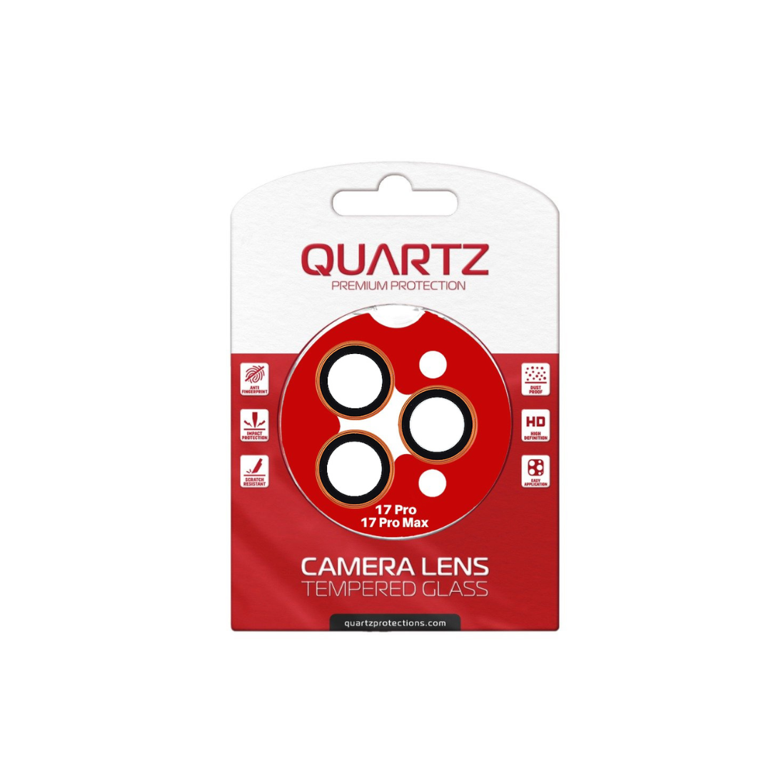 QUARTZ HD Tempered Glass with Metal Ring for iPhone 17 Pro / 17 Pro Max Back Camera (ORANGE)