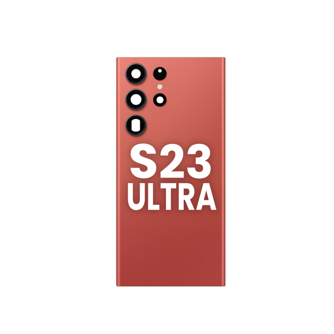 Back Glass with Camera Lens and Adhesive for Galaxy S23 Ultra (RED)