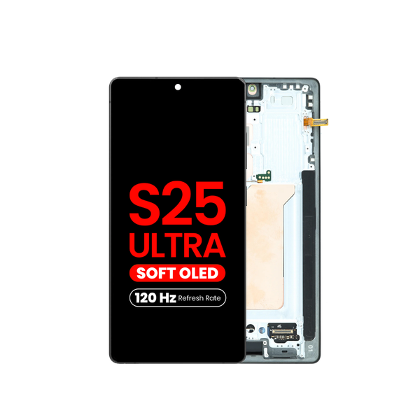 OLED Assembly with Frame for Galaxy S25 Ultra (S938) (TITANIUM BLACK) (Aftermarket Plus Soft Oled / 120Hz)