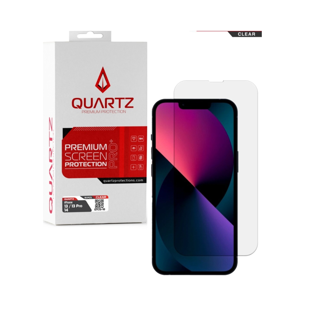 QUARTZ Clear Tempered Glass for iPhone 13 / 13 Pro / 14 / 16e / 17e