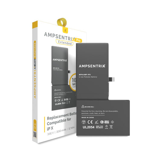 Extended Capacity Replacement Battery Compatible For iPhone X (AmpSentrix Pro Extended)