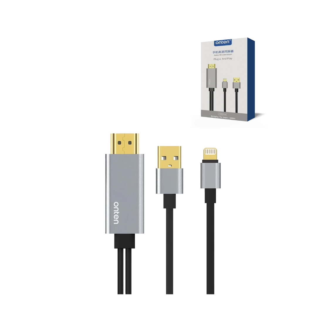 Cable Onten USB-L a HDMI con USB A 2K a 30 Hz (1,8 m)