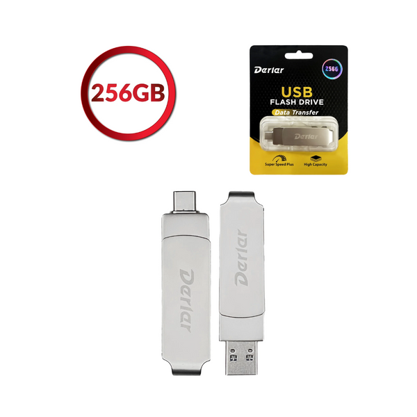 Unidad flash USB dual USB 3.2 tipo A + C de Derlar (256 GB)