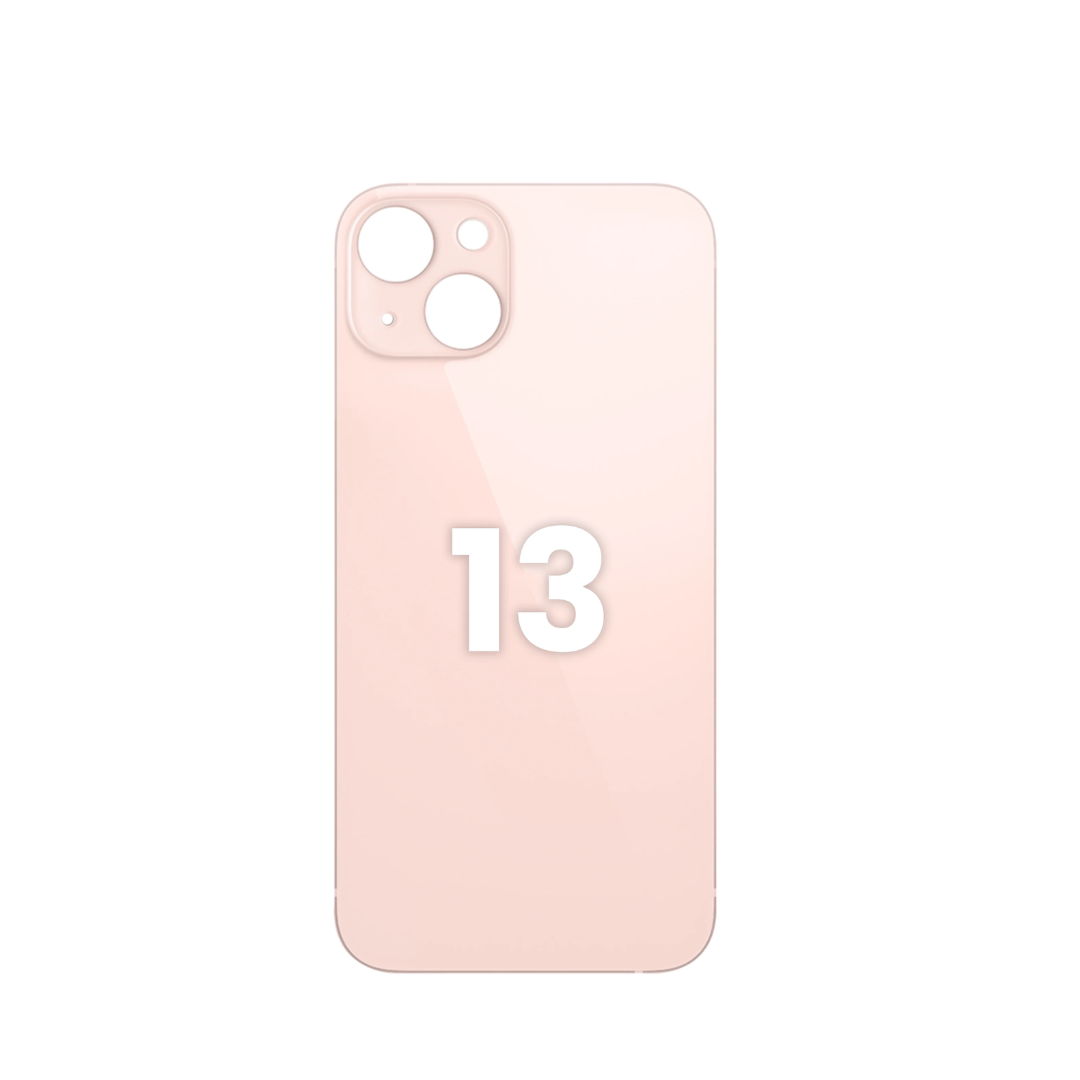 Cristal trasero con orificio para cámara más grande para iPhone 13 (SIN LOGO) (ROSA)