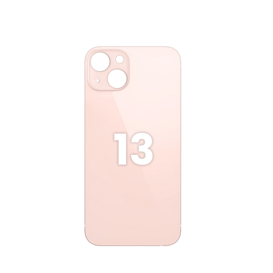 Cristal trasero con orificio para cámara más grande para iPhone 13 (SIN LOGO) (ROSA)