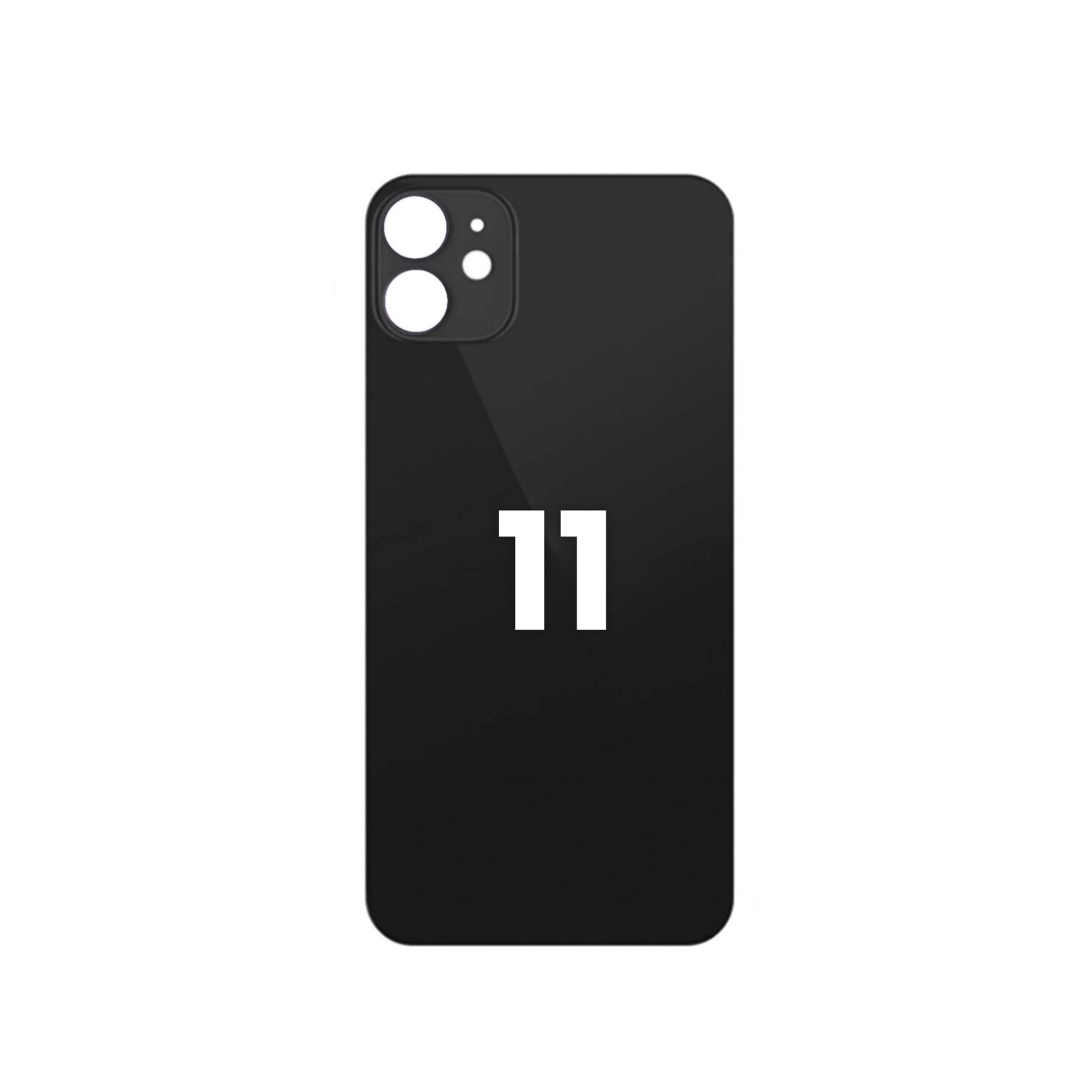 Back Glass with Bigger Camera Hole for iPhone 11  (NO LOGO) (BLACK)
