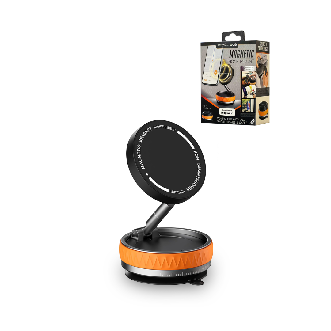 360 Degree Rotating Vacuum Suction Cup Magnetic Phone Holder - ORANGE
