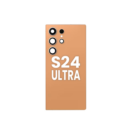 Cristal trasero con lente de cámara y adhesivo para Galaxy S24 Ultra (naranja titanio)