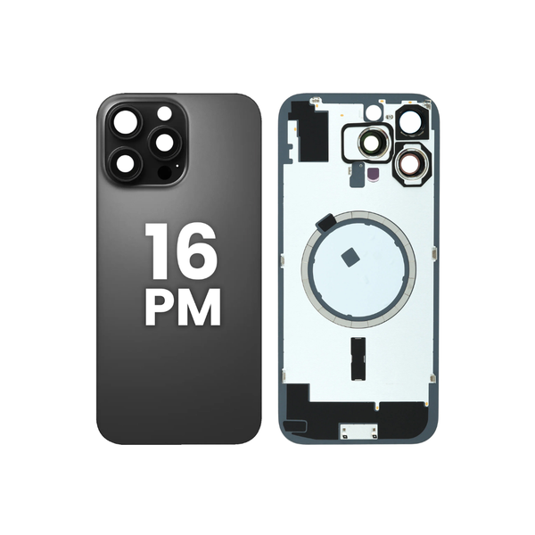 Back Glass with Frame and MagSafe Magnet for iPhone 16 Pro Max  (NO LOGO) (BLACK TITANIUM)