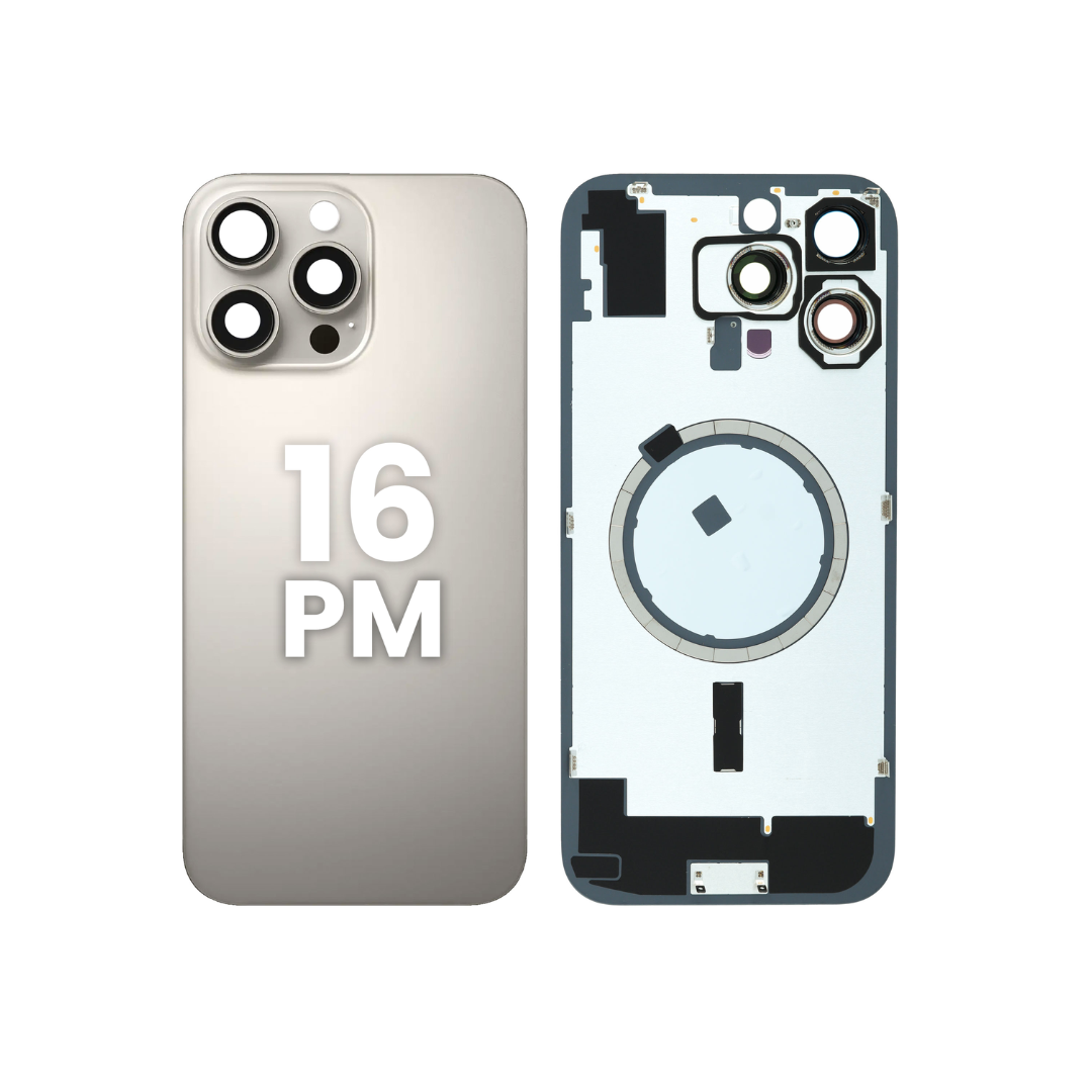 Back Glass with Frame and MagSafe Magnet for iPhone 16 Pro Max  (NO LOGO) (NATURAL TITANIUM)